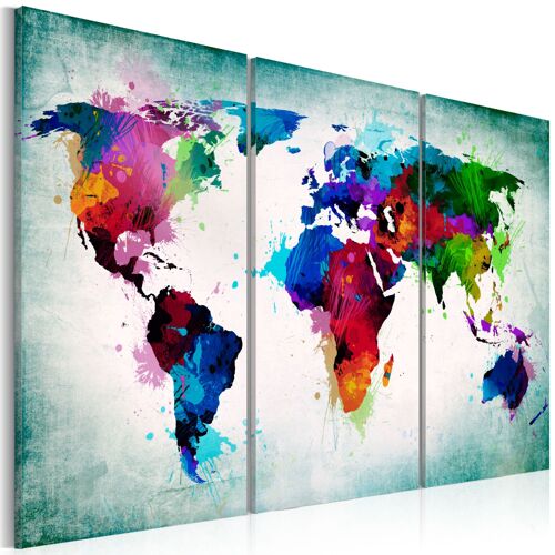 Tableau Cartes du monde Rainbow Journey 90 x 60 cm