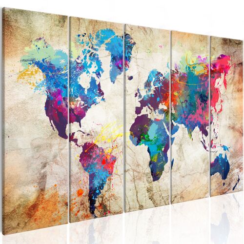 Tableau Cartes du monde World Map: Colourful Ink Blots 225 x 90 cm