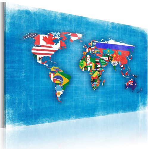 Tableau Cartes du monde Drapeaux du monde 90 x 60 cm