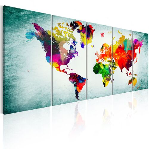Tableau Cartes du monde World Map: Green Vignette 225 x 90 cm