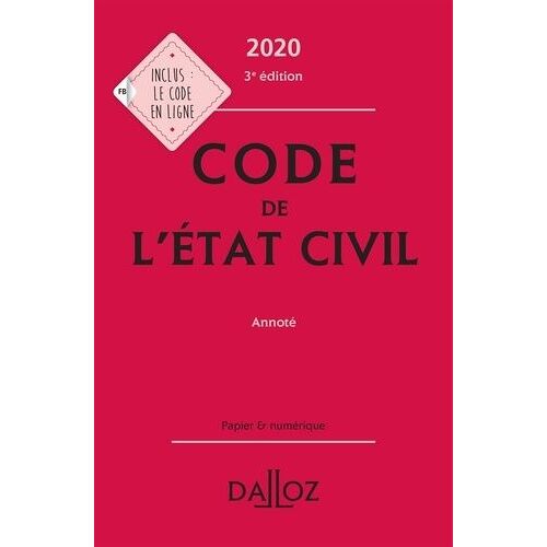 Code De L'état Civil Annoté - Edition 2020