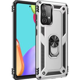 Compatible Avec Coque Samsung Galaxy A52 5g Avec Aimant Anneau Support, 360°Double Couche Renforcée Défense Bumper Antichoc Armure Housse Etui Avec Protection Écran-Argent