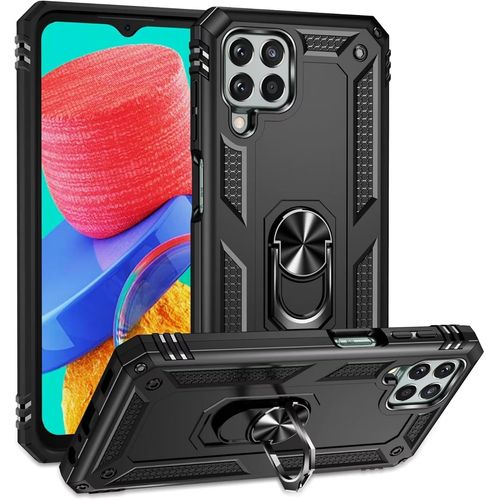 Compatible Avec Coque Samsung Galaxy M33 5g Avec Aimant Anneau Support, 360°Double Couche Renforcée Défense Bumper Antichoc Armure Housse Etui Avec Protection Écran-Noir