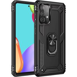 Compatible Avec Coque Samsung Galaxy A52 5g Avec Aimant Anneau Support, 360°Double Couche Renforcée Défense Bumper Antichoc Armure Housse Etui Avec Protection Écran-Noir