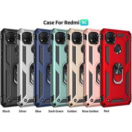 Compatible Avec Coque Xiaomi Redmi 9c Nfc Avec Aimant Anneau Support, 360°Double Couche Renforcée Défense Bumper Antichoc Armure Housse Etui Avec Protection Écran-Or