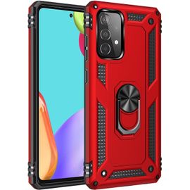 Compatible Avec Coque Samsung Galaxy A52 5g Avec Aimant Anneau Support, 360°Double Couche Renforcée Défense Bumper Antichoc Armure Housse Etui Avec Protection Écran-Rouge