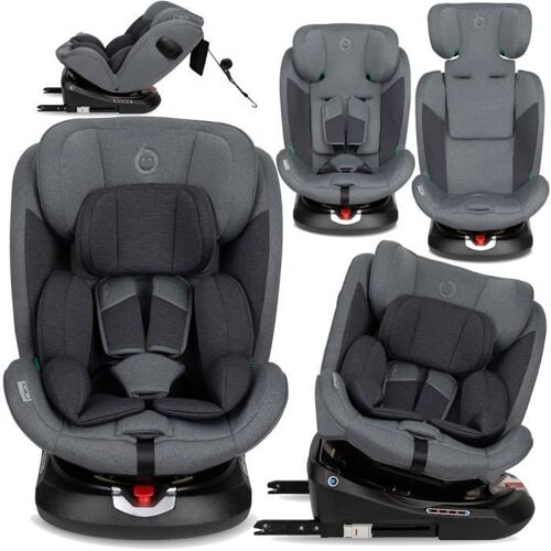 Momi Emi Siège Auto Évolutif Pivotant 360° - I-Size 0-36kg | 40-150cm | Isofix Top Tether - Gris