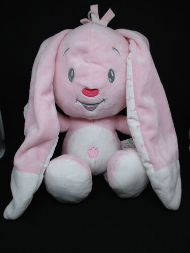 Doudou Peluche Lapin Rose Grandes Oreilles - Nez Coeur - Env. 32 Cm - Auchan