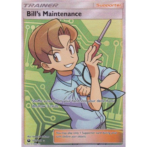 Carte Pokemon - Bill's Maintenance ( Entretien De Leo ) - 162/168 - Ultra-Rare En Full Art - Soleil Et Lune 7 Tempête Celeste - Version Anglaise