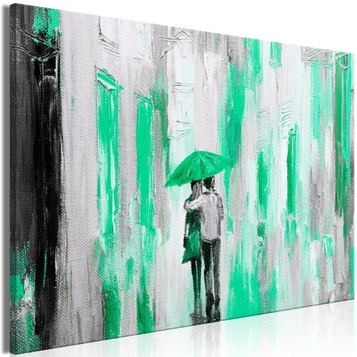 Tableau Personnages Umbrella in Love (1 Part) Wide Green 90 x 60 cm