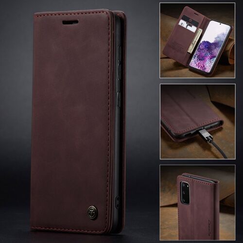 Etui Coque Pour Samsung S20,Étui Housse Coque Samsung Galaxy S20 AntichocSupport Pliable,Clamshell,Brosse Anti-Vol,Étui De Téléphone À Cassette - Rouge