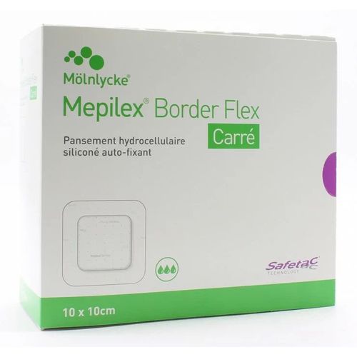 Mepilex Border Flex Carré 10 X 10 Cm - Bte De 16 - Pansement Hydrocellulaire Morpho Adaptable 