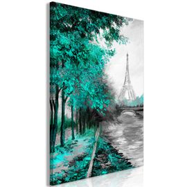 Tableau Villes Paris Channel (1 Part) Vertical Green 40 x 60 cm