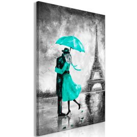 Tableau Villes Paris Fog (1 Part) Vertical Green 60 x 90 cm