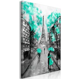 Tableau Villes Paris Rendez-Vous (1 Part) Vertical Green 80 x 120 cm