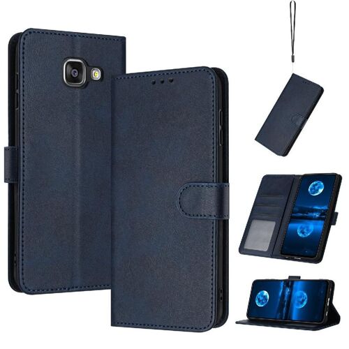 Flip Étui Pour Samsung Galaxy A3 2016 Avec Boucle Avec Fente Pour Carte Cuir Pu Couleur Pure Bicelle - Bleu