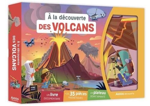 A La Découverte Des Volcans - Coffret Avec 1 Livre Documentaire, + De 35 Pièces Magnétiques Et + Plateau Géant Aimanté
