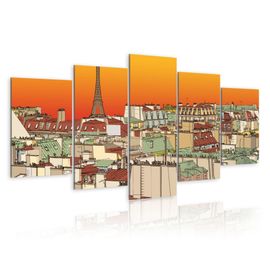 Tableau Vintage Ciel parisien en couleur de l'orange 100 x 50 cm