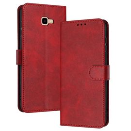 Flip Étui Pour Samsung Galaxy A5 2017 Avec Fente Pour Carte Bicelle Avec Boucle Cuir Pu Couleur Pure - Rouge