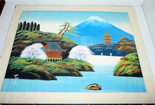 Mont Fujiyama Japon, Peinture Sur Soie
