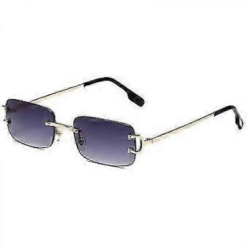 Lunettes De Soleil Rectangulaires Sans Monture Vintage Wekity En Verre Teinté, Lunettes Sans Monture En Métal Doré Pour Femmes Et Hommes. Lunettes.