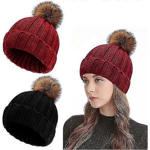 Bonnet D'hiver Chaud Pour Femme ¿ Bonnet En Laine Tricotée Avec Doublure Polaire Thermique. Restez Bien Au Chaud Par Temps Froid.
