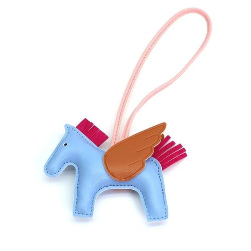 Petit Porte-Clés Pégase Créatif,Pendentif À Breloque Pompon Poney Ange Mignon,Cuir Pu,Breloque De Voiture,Breloque De Sac,Bijoux Cadeaux - Type Sky Blue