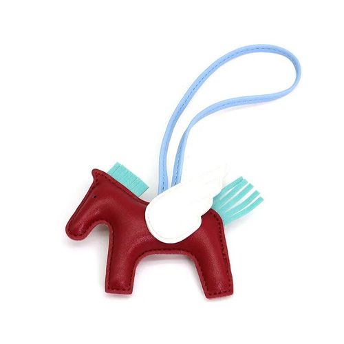 Petit Porte-Clés Pégase Créatif,Pendentif À Breloque Pompon Poney Ange Mignon,Cuir Pu,Breloque De Voiture,Breloque De Sac,Bijoux Cadeaux - Type Wine