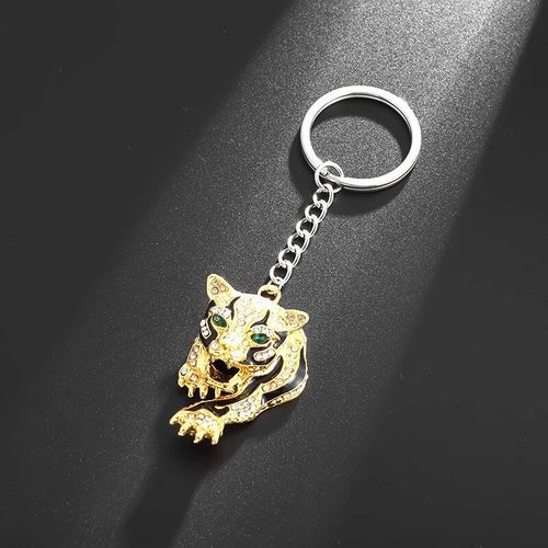 Porte-Clés Hip-Hop Ice Out Pour Homme,Tigre Dominateur,Punk,Moto,Rock,Tendance,Accessoire Porte-Bonheur - Type Gold