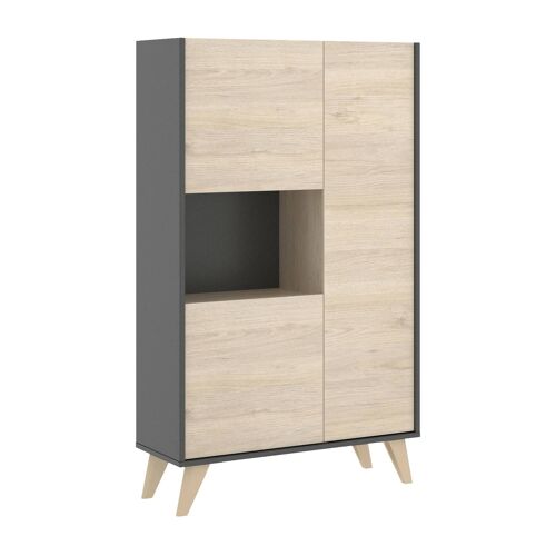 Buffet effet bois chêne et anthracite