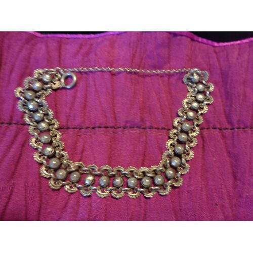 Bracelet Vintage En Argent Bas Titre Indochine Avec Chainette De Sécurité