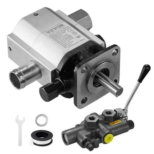 Kit de Pompe Hydraulique-VEVOR-Aluminium-16GPM-2 Etages-4000 PSI-Valve Entrée 1'', Sortie NPT 1/2'' 3600 tr/min-Petit Moteur