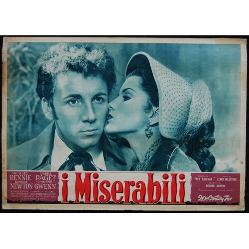 Les Misérables * Film 1952 Lewis Milestone - Affiche De Cinéma Originale Italienne 35x49 Cm * Movie Poster * Michael Rennie ; Debra Paget ; Robert Newton, Cameron Mitchell * Roman Victor Hugo