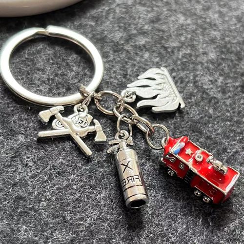 Porte-Clés Pendentif Pompier Pour Homme,Moteur De Pompier,Extincteur,Hache,Bonnet D'incendie,Pompier,Accessoires Bijoux #B