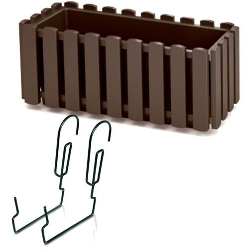 Bac De Balcon Avec Crochets Pot De Fleurs Bac A Plantes Forme Clôture Marron 38 Cm 6 L Pot De Balcon Balustrade Boite A Fleur