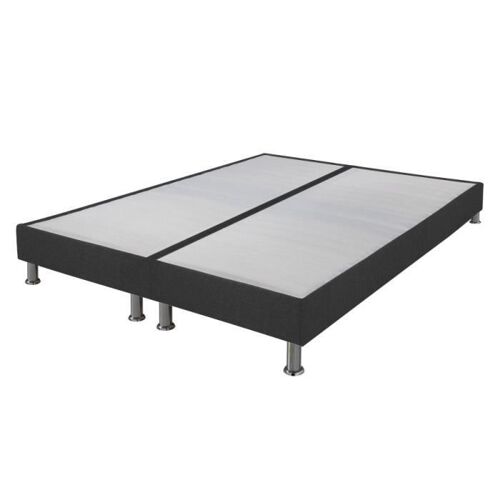 Sommier tapissier+pieds Omega Gris 3 2x70x190 Lattes bois - H.15 cm - Made in France
