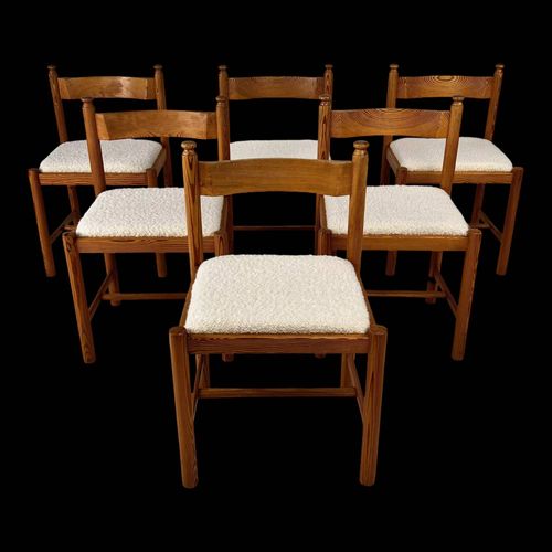 Lot De 6 Chaises De Salle  Manger Rustiques En Pin Et Boucle Annes 1960 Bois