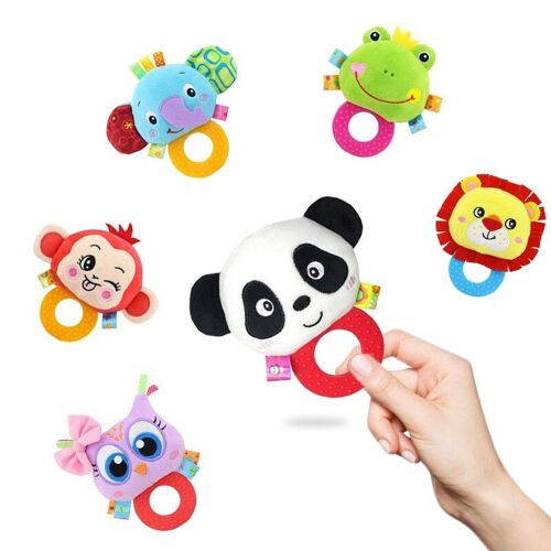 Hochet De Lit En Peluche Avec Motif Dessin Animé Ours Et Lapin Pour Bébé, Jouets Éducatifs Pour Nouveau-Né De 0 À 24 Mois,