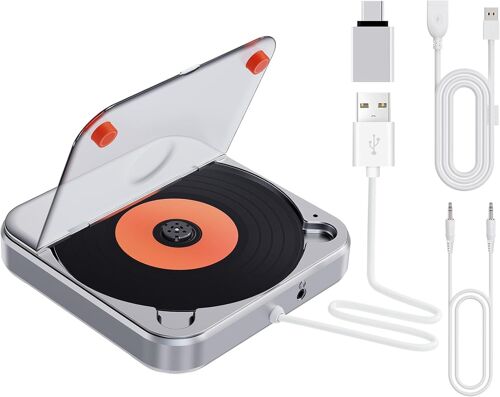 Lecteur CD pour Voiture avec Port USB/AUX, Lecteur CD Externe Compatible avec autoradio, câble AUX,rallonge USB,Type-C Conversion Adapter(A-C)