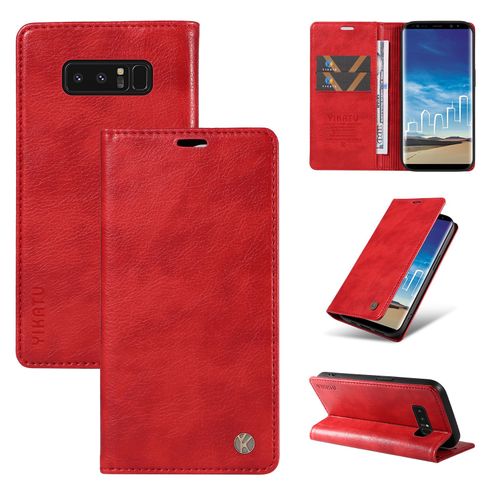 Coque Pour Samsung Galaxy Note 8,Housse En Cuir Pu Pochette Portefeuille Magnétique Etui De Protection,Antichoc Etui A Rabat Pochette Pour Samsung Galaxy Note 8,Rouge