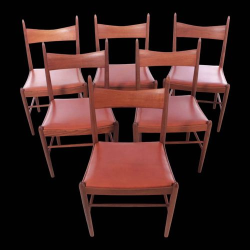 Suite De 6 Chaises Scandinaves En Teak Marron
