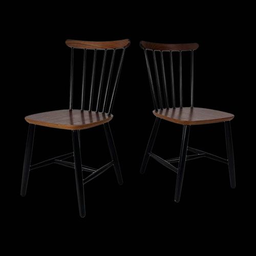2 Chaises Scandinaves  Dossier Fuseaux Annes 1970 Bois