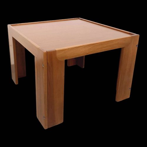Table basse carre italienne vintage de Afra et Tobia Scarpa pour Cassina bois
