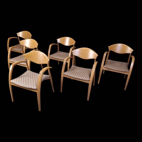 Fauteuils espagnols vintage en bois lot de 6 annes 1990 beige