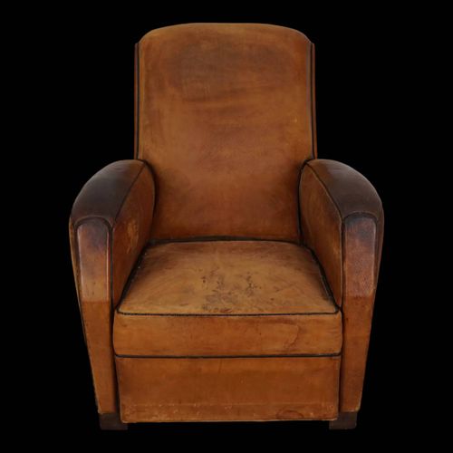 Fauteuil Club Vintage En Cuir Couleur Cognac Franais Annes 1950 Marron