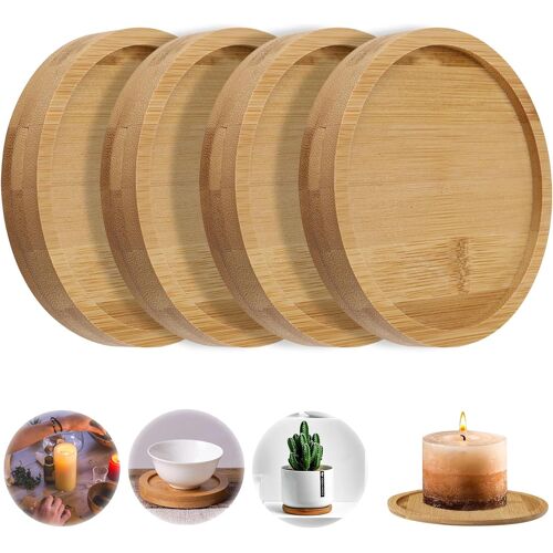 Kalanka-Lot De 4 Dessous De Verre En Bois De Hêtre Naturel Pour Décoration De Table, Communion, Baptême (Diamètre 9 Cm)