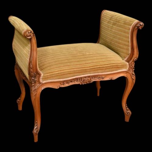 Petite Banquette Accotoirs En Acajou Blond Style Louis Xv 1920 Multicolore