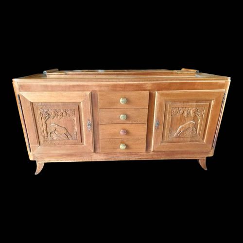 Design Brutaliste Buffet En Enfilade En Chne Massif Vers 19301940  Art Dco Bois