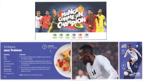 Autocollant Sticker Recette Image Foot Mange Comme Un Champion - 5 - Blaise Matuidi France - Crêpes Aux Fraises / Carrefour 2020