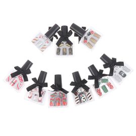 24 Pièces De Noël Faux Ongles Conseils Longs Faux Ongles Avec Des Conceptions Artificielles Nail Art 9 Designs 